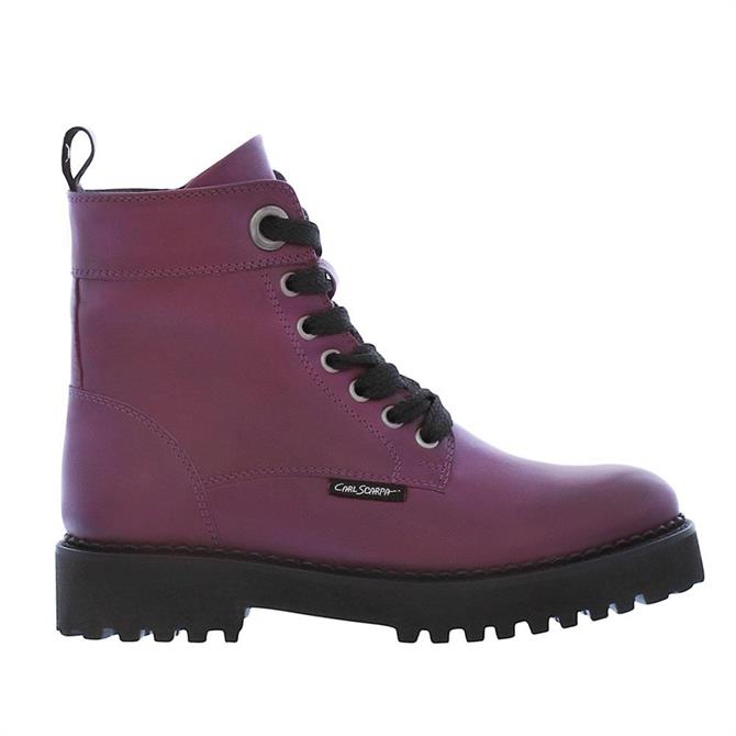 Carl Scarpa Rhaine Purple Leather Lace Up Ankle Boots